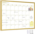 Golden Monthly Dry Erase Calendar Whiteboard for wall-16"X12" Portable Aluminum Frame,Magnetic Calendar White Board,Wall Planner Dry Erase Board for Office, Kitchen, School, Home-GG