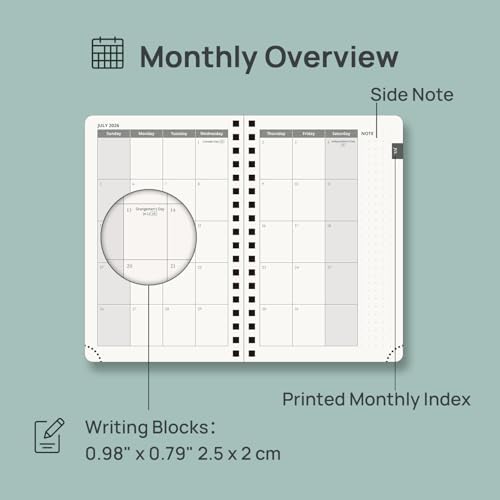 POPRUN Pocket Planner 2026-2027 (Size 4''x6.25'') Academic Pocket Calendar
