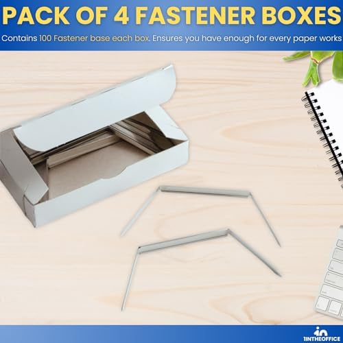 1InTheOffice 2 Inch Metal Paper Fasteners, 2.75" Center to Center, 100 Pieces/Pack, 2 Pack