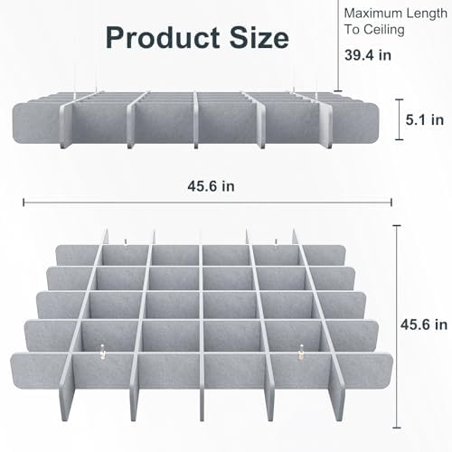 Acoustic Ceiling Panels Sound Absorbing Panels, Square Gray