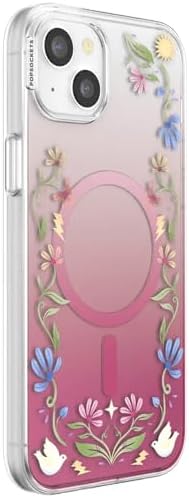 PopSockets iPhone 15 Plus Phone Case with MagSafe, Wireless Charging Compatible, Disney - Boho Wildflowers Maroon