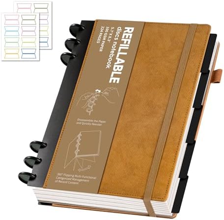 Yoment Refillable Journal Notebooks for Work, Journal for Women Men,Brown