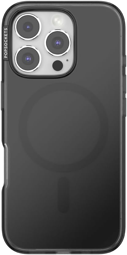 PopSockets iPhone 16 Pro Phone Case with MagSafe- Black Translucent | Magnetic, Wireless Charging, Camera & Drop Protection, Black, Electronic Accessories, For iPad/Kindle/iPhone/Android