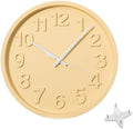 Clockswise 12-Inch Modern Minimalist Round Plastic Wall Clock Beige Dial with Bold Arabic Numerals Analog Display Step Movement Easy-to-Read Timepiece for Living Room Kitchen Office Bedroom Wall Decor