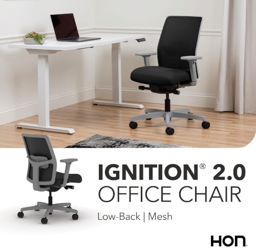 HON Ignition 2.0 Low Back Task Chair, Spectrum Mesh, Advanced Synchro-Tilt Control, Office Chair with Lumbar Support, Height and Width Adjustable Arms, Titanium Frame, Onyx