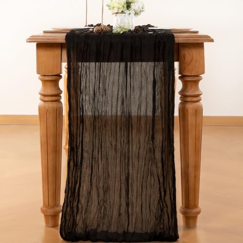 Halloween Holiday Black Cheesecloth Table Runner 120in Home Decor