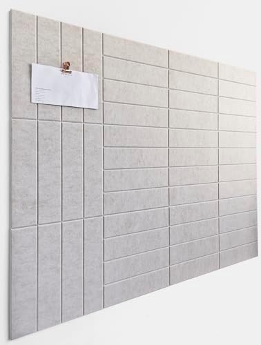 Felt Bulletin Board Tiles | Modern Cork Board Alternative | Large Cork Boards for Walls | Aesthetic Felt Wall Panels for Office & Home Decor | Pinboard & Photo Board (12-Pack) | Ivory