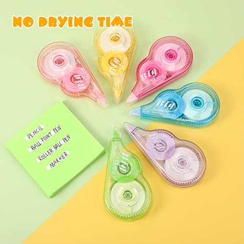 Yexiya 36 Pcs Correction Tape, Colorful Original Correction Tape White Wide Tape Wipe out Easy to Use Cute correction Roller for School Home Office Supplies,0.2 Inch x 39.4 Feet (Rainbow Color)