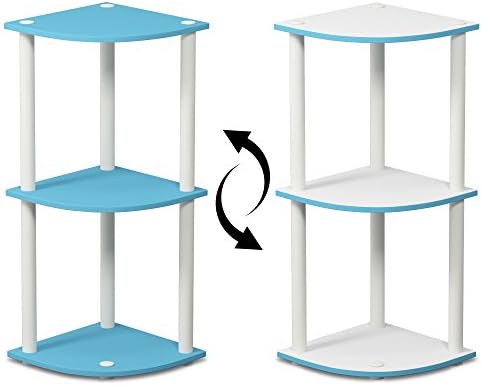 Furinno Turn-N-Tube Toolless Assembly 3-Tier Storage Shelves, Light Blue