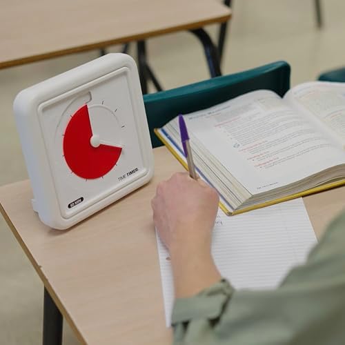 Time Timer® Numberless Braille 8-Inch Visual Timer – 60-Minute Countdown Silent Clock with Tactile Features & High-Contrast Disappearing Disk, Desk Timer for Kids, Office, Seniors, ADHD, Autism - Red