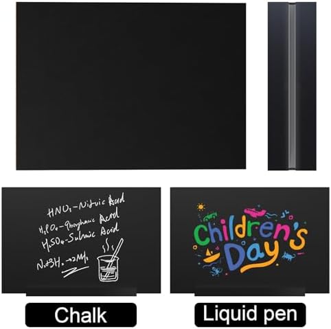 EHWINE Chalkboard Easel Sign Set, 4 Pack 8.7 x 12 Inch Double-Sided Wooden Boards with Acrylic Base, Chalk Markers Included, for Wedding, Restaurant, Tabletop Menu Display, Party and Event Decor