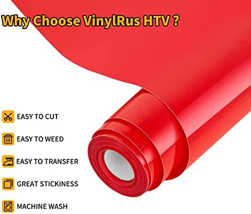 VinylRus Heat Transfer Vinyl, Red, 12" x 20ft