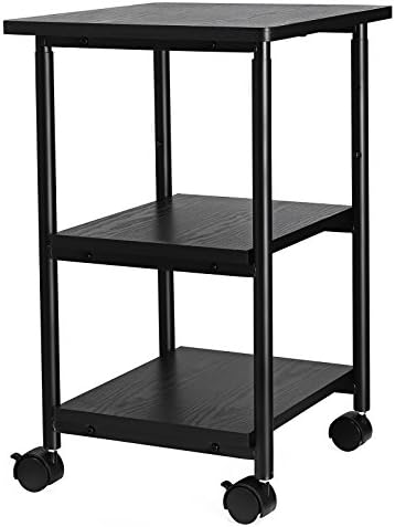 VASAGLE 3-Tier Printer Stand with Locking Wheels, Under Desk Printer Table