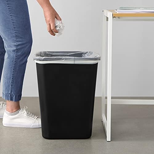 Amazon Basics Rectangular Commercial Office Wastebasket, Easy to Clean, Space-Saving,15.5"L x 11.5"W x 20"H, 10 Gallon, Black