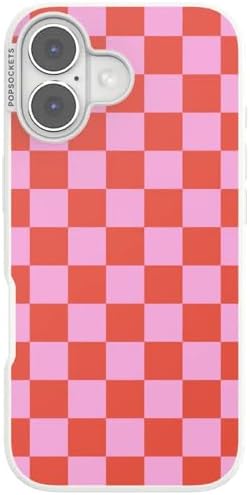 PopSockets iPhone 17 Phone Case with MagSafe- to-Go Wrap | Magnetic, Wireless Charging, Camera & Drop Protection, Checkered, Red, Textured