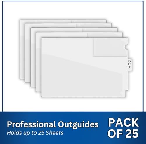 Doctor Stuff - Center Tab Vinyl Outguides, Diagonal Cut Front Pocket, Top Charge Out Slip Pocket, Plastic File Folder, Letter Size 9" x 13-1/4", Frosty Clear, 25/Box