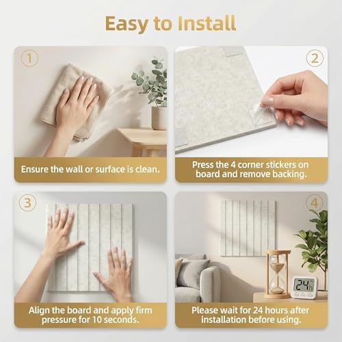AHEONLAR Felt Bulletin Board 36"x 24", Cork Boards for Walls, 6 Pack Bulletin Board Large Cork Board for Office, Felt Boards with 40 Safe Removable Adhesive Tabs Wall Decor for Home(White)