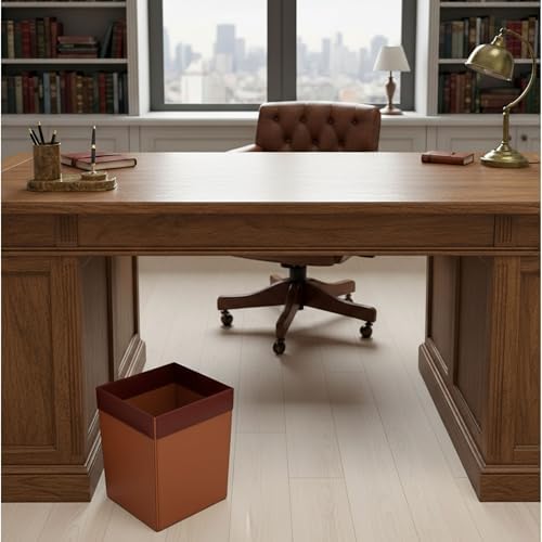 Dacasso Mocha Leather Waste Basket