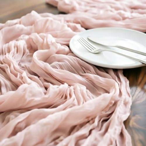 Pink Cheesecloth Table Runner Fall Boho Wedding Birthday Home Decor