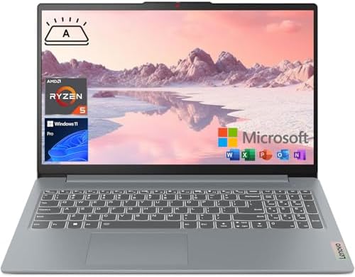 Lenovo IdeaPad Slim 3 Laptop, 15.6 Inch FHD Display, AMD Ryzen 5 5625U, 16GB RAM, 512GB SSD, Backlit KB, SD Card Reader, Webcam, HDMI, Wi-Fi 6, Windows 11 Pro, with Microsoft 365 for the Web