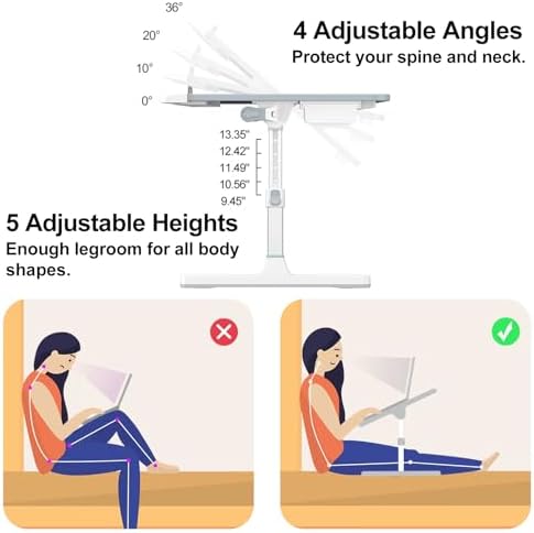 HETTHI Bed Desk for Laptop, X-Large Leather Adjustable Lap Desks for Adults
