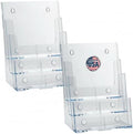 Azar Displays 252378-2PK Brochure Holder 8.5"x11", Acrylic Desk Organizer, Three Tier Document, Magazine & Sign Holder, Wall Mount Desk Accessories (2-Pack)