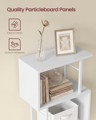 VASAGLE 6-Tier Book Shelf, S-Shaped Tall Display Shelf for Living Room | Bookcase Book Shelf, Tall Narrow Display Shelf Storage, Cloud White and Matte White, BARNET Collection ULLS172KD01