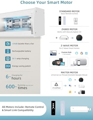 SmartWings Motorized Smart Roller Shades, 100% Blackout Bouvar Cream