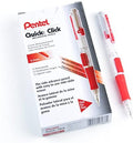 Pentel QUICK CLICK Mechanical Pencil (0.5mm), Red Barrel, Box of 12 Pencils (PD215B)
