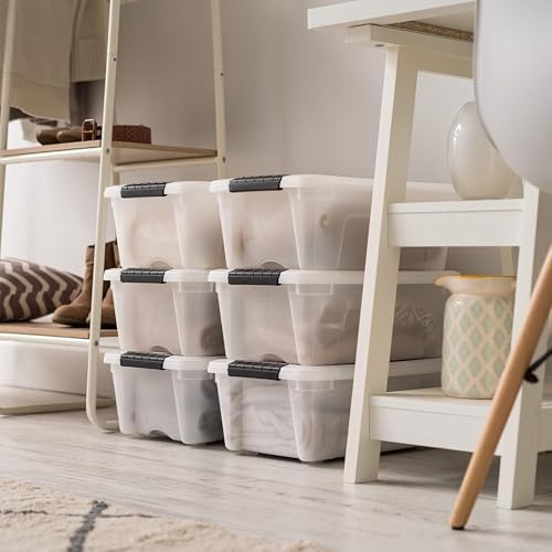 IRIS USA 6-Pack 13 Quart Storage Bins with Lids, Pearl