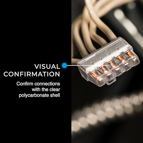 Ideal Electrical in-Sure Push-in Wire Connector, 5-Port (30-1087J), Jar of 200—Color Coded No-Twist Connectors for Solid and Stranded Wires