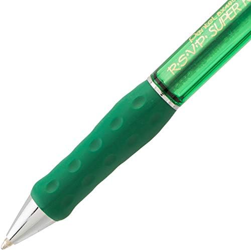 Pentel RSVP Super RT Ballpoint Pen, (1.0mm) Medium Line, Green Ink, Box of 12, (BX480-D)