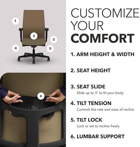 HON Ignition 2.0 Ergonomic Office Chair, Lumbar Support, Quicksand