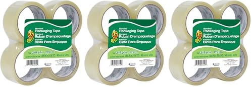 Duck Brand Standard Packaging Tape Refills - 4 Rolls of Clear Packing Tape - Shipping, Mailing and Moving Supplies - 3" Core - 1.88 Inch x 54.6 Yards, Clear (240238) (Pack of 3)