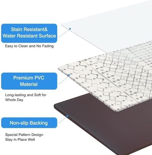Boho Cushioned Anti Fatigue Mats for Kitchen Floor,Modern Farmhouse Moroccan Non-Slip Water Resistant Runner Comfort Foam Standing Rugs Non Skid for Home Sink,Office,Laundry 17"x47"+17"x30"