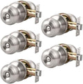KNOBWELL 5 Pack Privacy Door Knob with Lock in Brushed Nickel Finish for Bedroom and Bathroom, Indoor Security Door Handle with Privacy Lock, Satin Nickel Interior Door Knobs