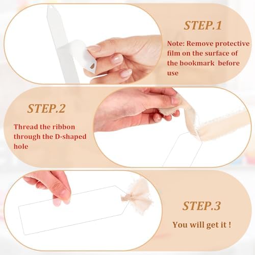Yeaqee 100 Pcs Pointy Shaped Clear Acrylic Bookmark Blanks with Ribbon