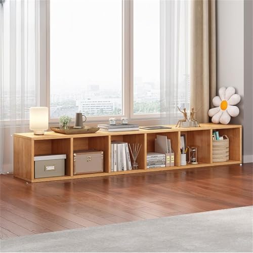 Lateral Filing Lumber Bookshelves Shelves Solid Wood Bookshelf, Floor-standing Storage Rack, Low Bookcase, Cube Storage Unit, Household TV Cabinet, Bay Window Cabinet Natural 75"L x 9"W x 13"H