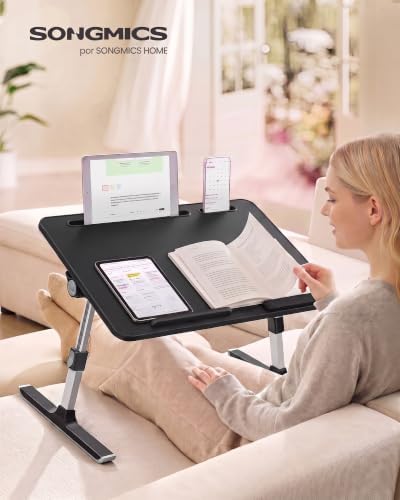 SONGMICS Laptop Bed Desk, Adjustable Lap Desk for Bed with 8 Heights