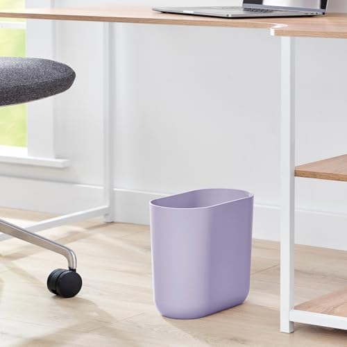 iDesign Small Slim Plastic Bathroom Trash Can, Purple