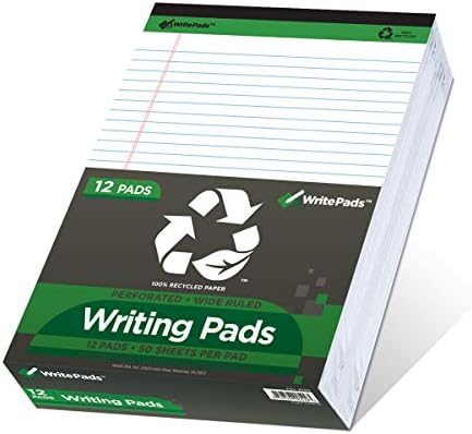 KAISA Legal Note pads 8.5 x 11，12pads 600 Sheets note pads Writing Pads Recycled Paper, Wide Ruled Perforated 50 sheets Premium Thick Paper Hard Back Notepads 8-1/2"x 11-3/4" Writing Tablet Canary For Office Supplies (Pack of 12pc)