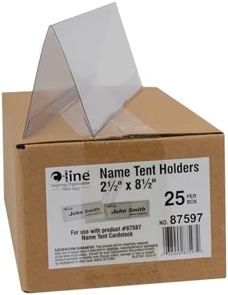 C-Line Plastic Name Tent Holders, 2-1/2 x 8-1/2 Inches, Clear, Pack of 25 (87597)