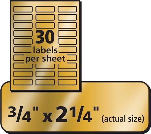 Avery Gold Address Labels for Inkjet Printers, 3/4" x 2-1/4", 300 Labels, 5 Packs (8987)