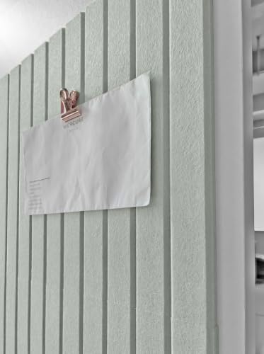 Slated Felt Bulletin Board Tiles | Cork Board Alternative for Walls | Wall Panels for Office & Home Decor | Aesthetic Pinboard & Photo Board | 12-Pack (11.8" x 11.8") with Adhesive | Mint