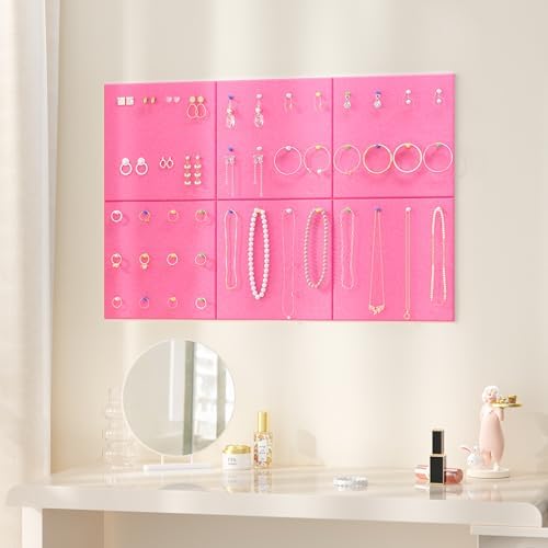 Neatsure Large Cork Board for Wall, 36" x 24" Bulletin Board with Pushpins, 6 Panels Felt Tiles Tack Push Pin Board for Office, Pink