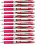 Pentel EnerGel Deluxe RTX Retractable Liquid Gel Pen, Medium Line, Metal Tip, Pink Ink, Box of 12 (BL77-P)