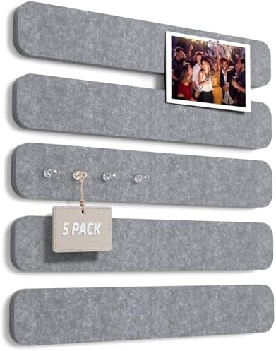 JBER Felt Strip Board 13" x 2", 5 Pack Cork Board Alternative, Light Gray