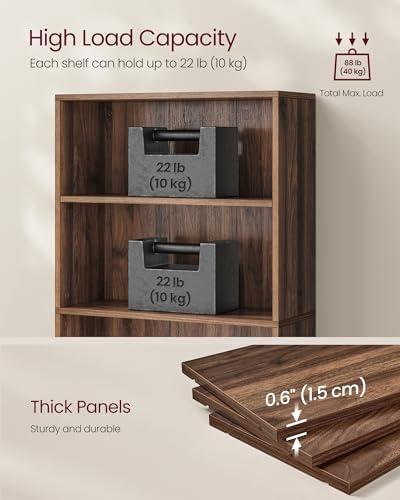 VASAGLE 3-Tier Bookshelf, Storage Organizer, 23.6 x 9.4 x 32 Inches