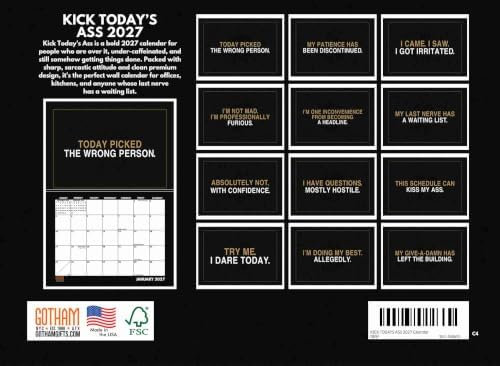 Kick Todays Ass Funny Sarcastic Bold Attitude Quotes 2027 Calendar