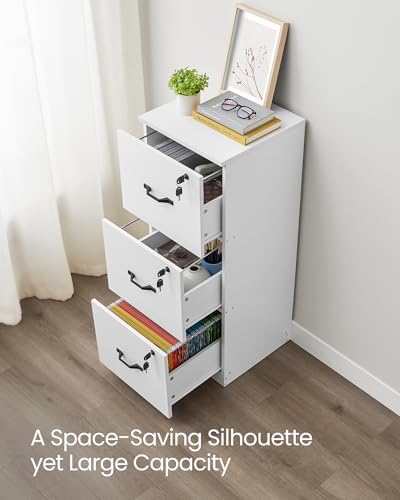 VASAGLE 3 Drawer File Cabinet with Locks, for A4, Letter Sized Documents